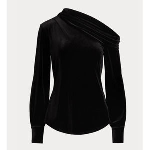 LAUREN RALPH LAUREN Women's Pleated Velvet Off-the-Shoulder Top